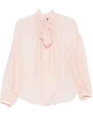Seventy Tie-Neck Long-Sleeved Blouse - Pink