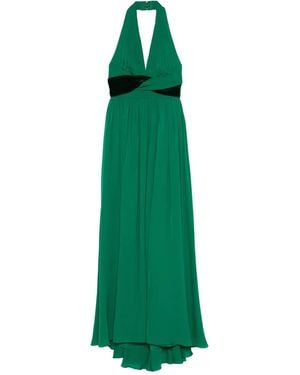 Elie Saab V-Neck A-Line Maxi Dress - Green