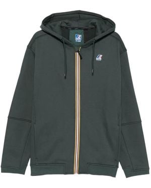 K-Way Logo-Patch Zip-Up Hoodie - Green