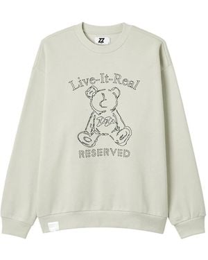 Izzue Teddy-Embroidered Crew-Neck Sweatshirt - White