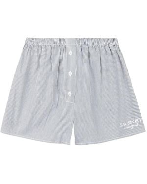 Sporty & Rich Striped Lounge Shorts - White