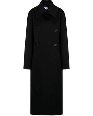 Loewe Abrigo De Lana Con Doble Botonadura - Negro