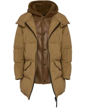 Yves Salomon Shearling-Lined Hooded-Down Jacket - Green