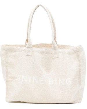 Anine Bing Leopard-Print Tote Bag - White
