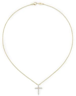 Kwiat Collar Con Colgante De Cruz Con Diamantes - Blanco