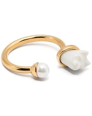 Andres Gallardo Cat & Pearl Ring - Metallic