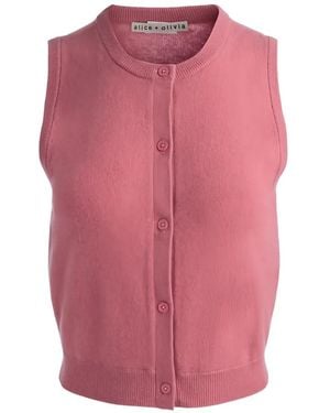 Alice + Olivia Haut Sans Manches Loly À Boutonnière - Rose