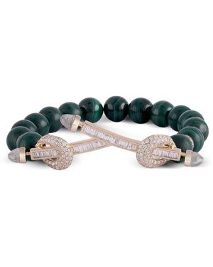 ANANYA 18K Chakra Twin Diamond And Malachite Bracelet - Metallic