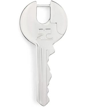 Courreges Logo-Engraved Key Earring - White