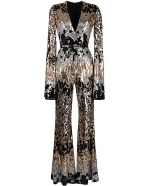 Elie Saab Sequin-Embellished Tulle Jumpsuit - Black