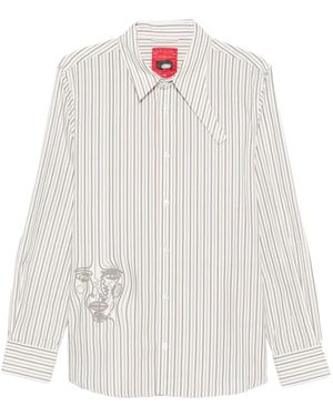 Kidsuper Chemise Rayée À Broderie Visage - White