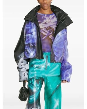 Gerrit Jacob Graphic-Print High-Neck Jacket - Blue