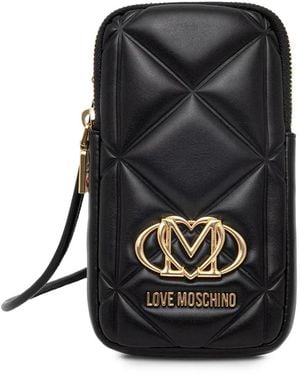 Love Moschino Quilted Logo-Plaque Phone Bag - Black