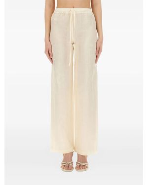 120% Lino Drawstring Linen Trousers - Natural