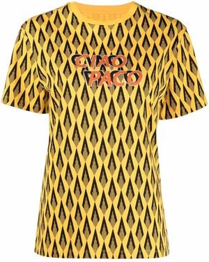 Rabanne Ciao Paco Print T-Shirt - Yellow