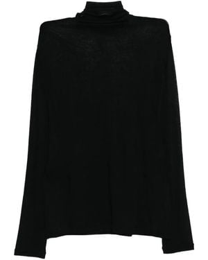 Yohji Yamamoto T-Shirt Mit Rollkragen - Schwarz