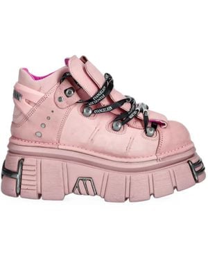New Rock Botines M-106-Cev164 Con Plataforma Y Cordones - Rosa