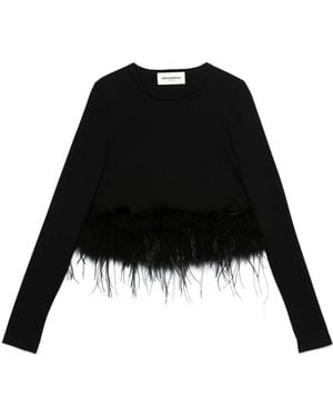 Sonia Rykiel フェザートリム トップ - ブラック