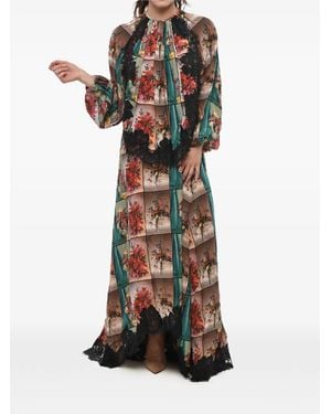 Stella McCartney Sophia Floral-Print Lace-Trim Dress - Natural