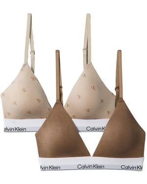 Calvin Klein Soutien-Gorge À Logo Imprimé Et Bonnets Triangulaires - White