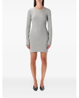 Marine Serre Long-Sleeve Logo Mini Dress - Grey