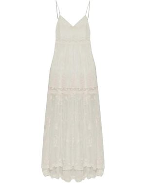 LoveShackFancy Besticktes Kleid Mit Spitzenborten - Weiß