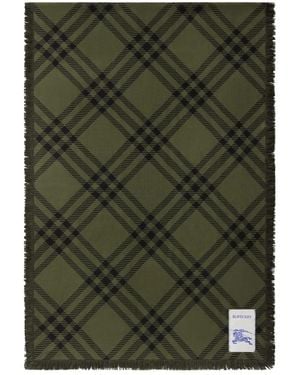 Burberry Wide Check Woo9L Silk Scarf - Green