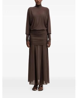 Aniye By Robe Longue Froncée À Col Roulé - Marron