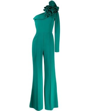 Elie Saab One-Shoulder Ruffled Jumpsuit - Green