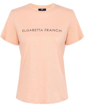 Elisabetta Franchi Logo-Print T-Shirt - Pink