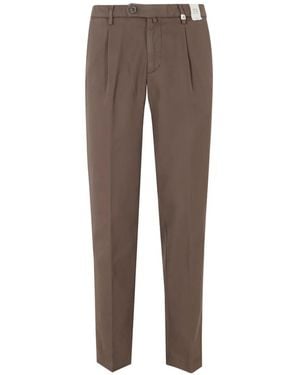 Myths Pleated-Front Tailored Trousers - Brown