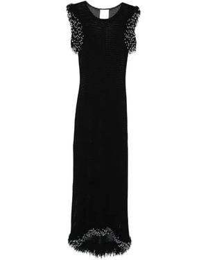 Paris Georgia Basics Beaded Fringed Midi Dress - Black