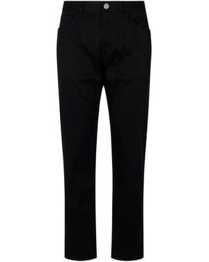Giorgio Armani Logo-Patch Straight-Leg Trousers - Black