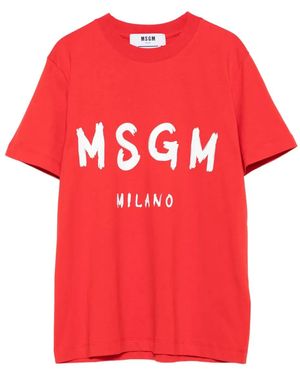 MSGM T-Shirt mit Logo-Print - Rot