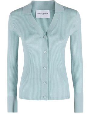 Isabelle Blanche Button-Fastening Cardigan - Blue