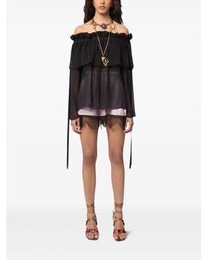 Nina Ricci Boat-Neck Silk Top - Black