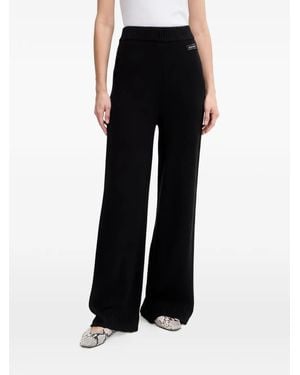 ARMANI EXCHANGE Knitted-Knit Wide-Leg Trousers - Black