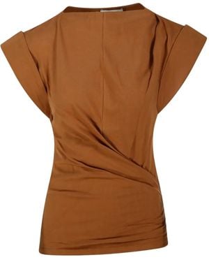 Isabel Marant Top Maisan Con Maniche Ad Aletta - Marrone