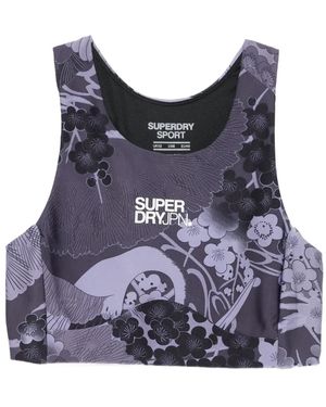Superdry Floral-Print Sports Bra - Blue