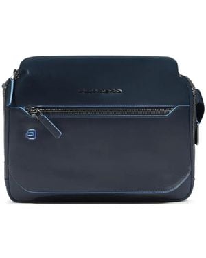 Piquadro Personalizable Leather Crossbody Bag - Blue