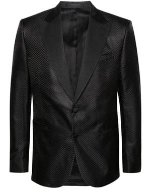 Corneliani Single-Breasted Silk Blazer - Black