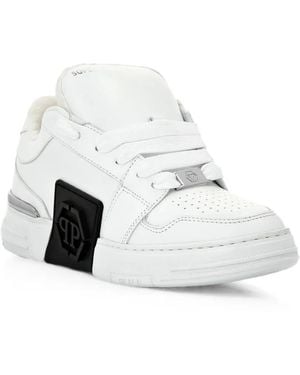 Philipp Plein Logo-Plaque Perforated Sneakers - White