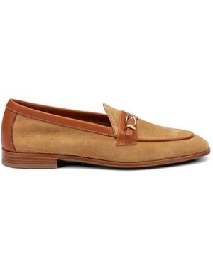 Frau Buckle-Detail Suede Loafers - Brown
