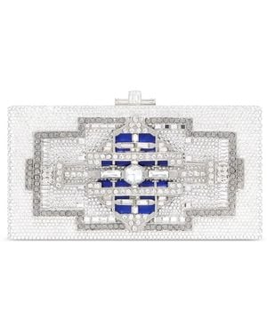 Judith Leiber Lillian Crystal-Embellished Geometric Clutch Bag - White