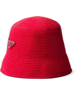 Prada Cappello Bucket All'Uncinetto - Rosso