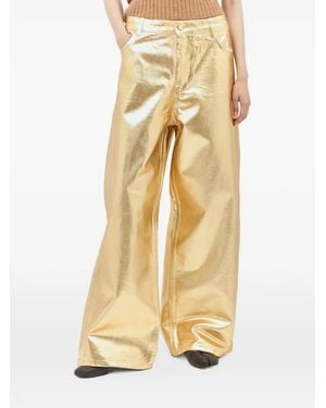 Ganni Metallic Denim Wide-Leg Jeans