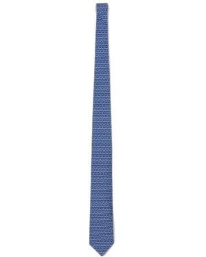 Ferragamo Hockey-Print Silk Tie - Blue