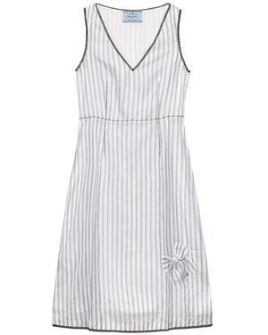 Prada Striped Dress With Bow - White