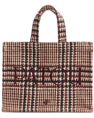 Patou Logo-Embroidered Houndstooth Tote Bag - Brown