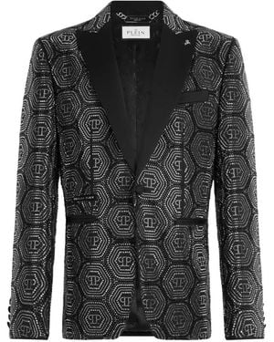 Philipp Plein Lord Fit Blazer Monogram - Black